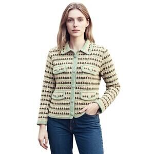 Anthropologie HWR Crocheted Wool Blend Top Sweater Blazer Jacket Women's Medium